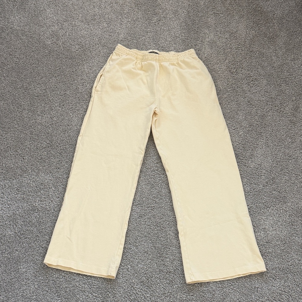 Brandy Melville Pastel Yellow Wide Leg Sweatpants